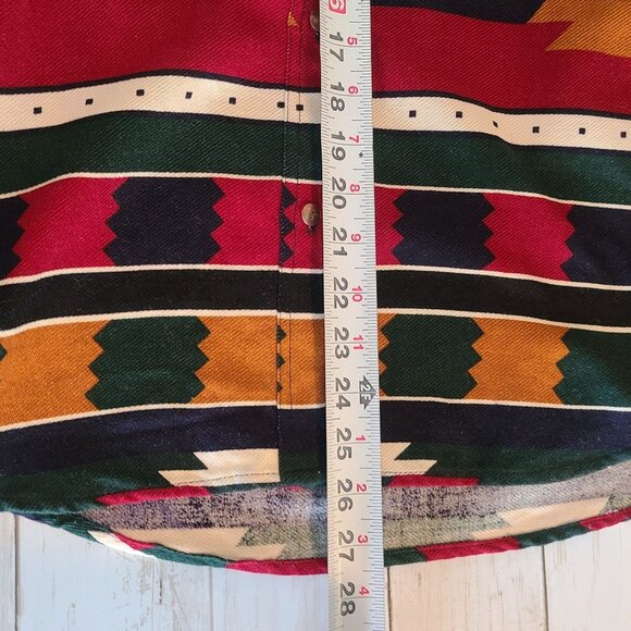 Vintage British Khaki Robert Lighton Cotton Shacket Southwest Aztec Button Up - Picture 7 of 9